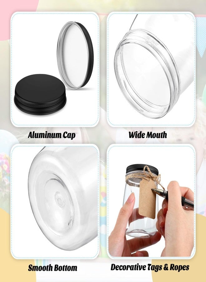 Nitial 50 Pack 5 oz Plastic Jars with Lids Bulk Yogurt Containers with Lids Gift Jars with DIY Craft Twine and Labels Gifts for Birthday Wedding Halloween Christmas Party Favor(Black,Aluminum Lid) - Image 3